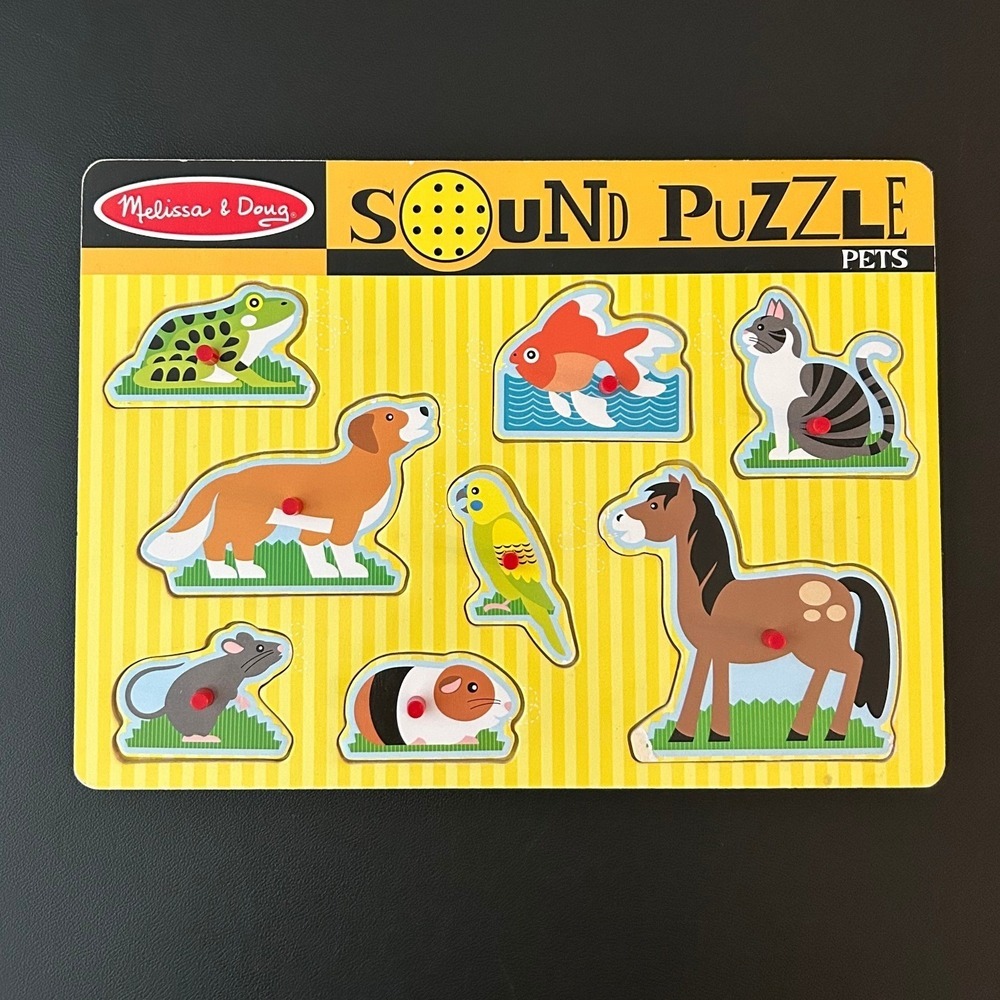 Melissa & Doug Pets Sound Puzzle Wooden Peg Toy 8 Pieces 730 Animal Sounds